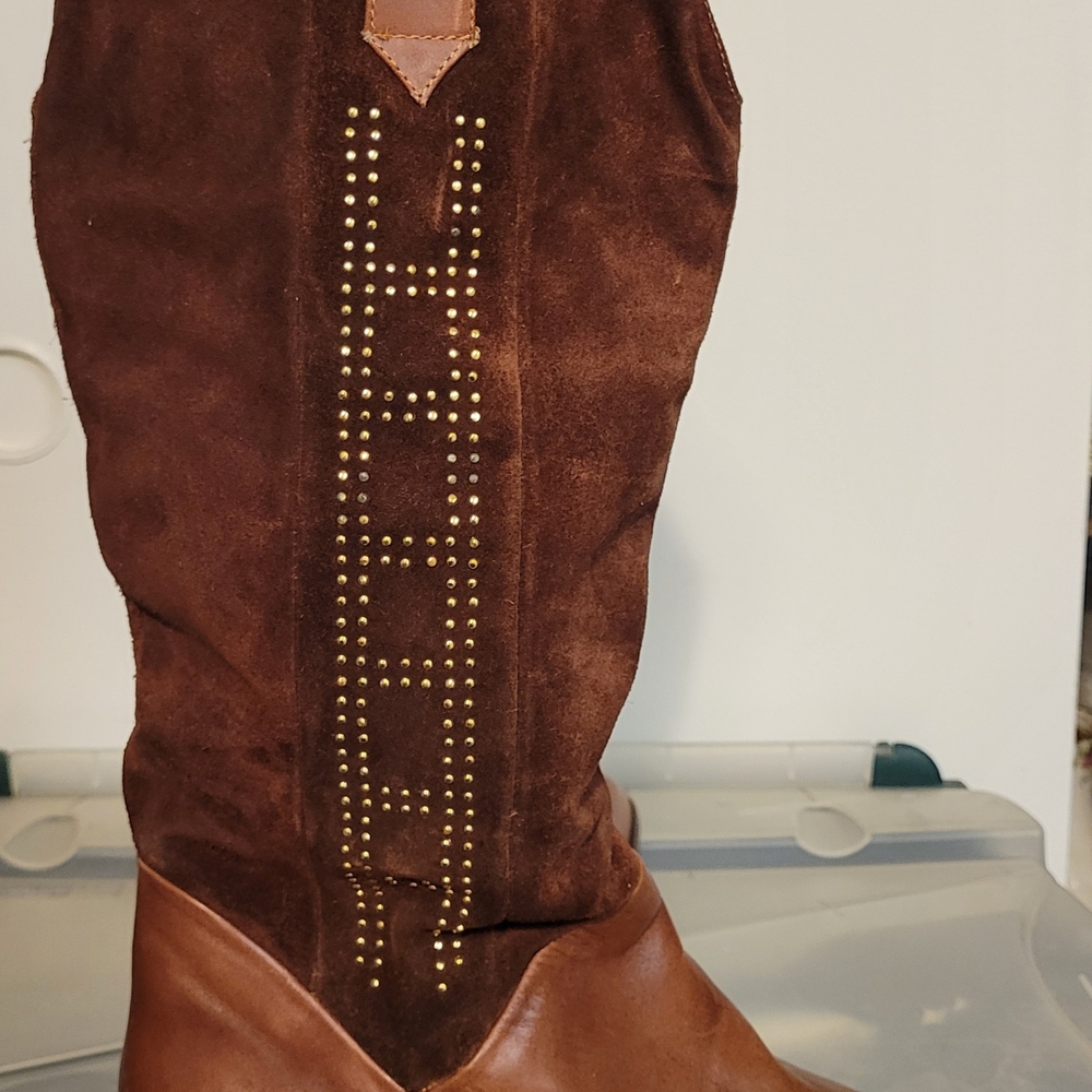 Pazzo Brown Western Leather Boots Size 10 Cowboy Style Pull Distressed Leather - Picture 6 of 9